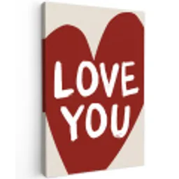 Loveyou - Hart - Rood Tuinposter op houten frame 2 cm dik klein -3d
