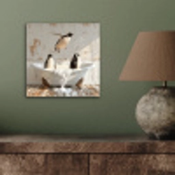 Vintage - Pinguïn - Badkuip - Schuim aluminium wit klein -sfeer2