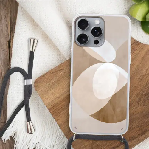 Ovale vormen - Transparant - Zachte overgang Hoesje iPhone 16 Pro Max met koord klein -sfeer4