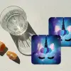 Eenhoorn - Sterren - Magisch - Blauw onderzetter kurk middel -sfeer4
