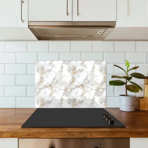 Gouden aders - Marmer - Wit keuken achterwand spatscherm klein 900 -sfeer2
