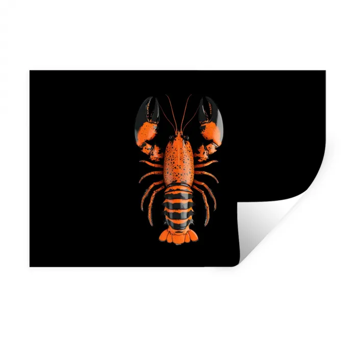 Kreeft - Oranje - Zwart - Modern Muursticker klein -3d