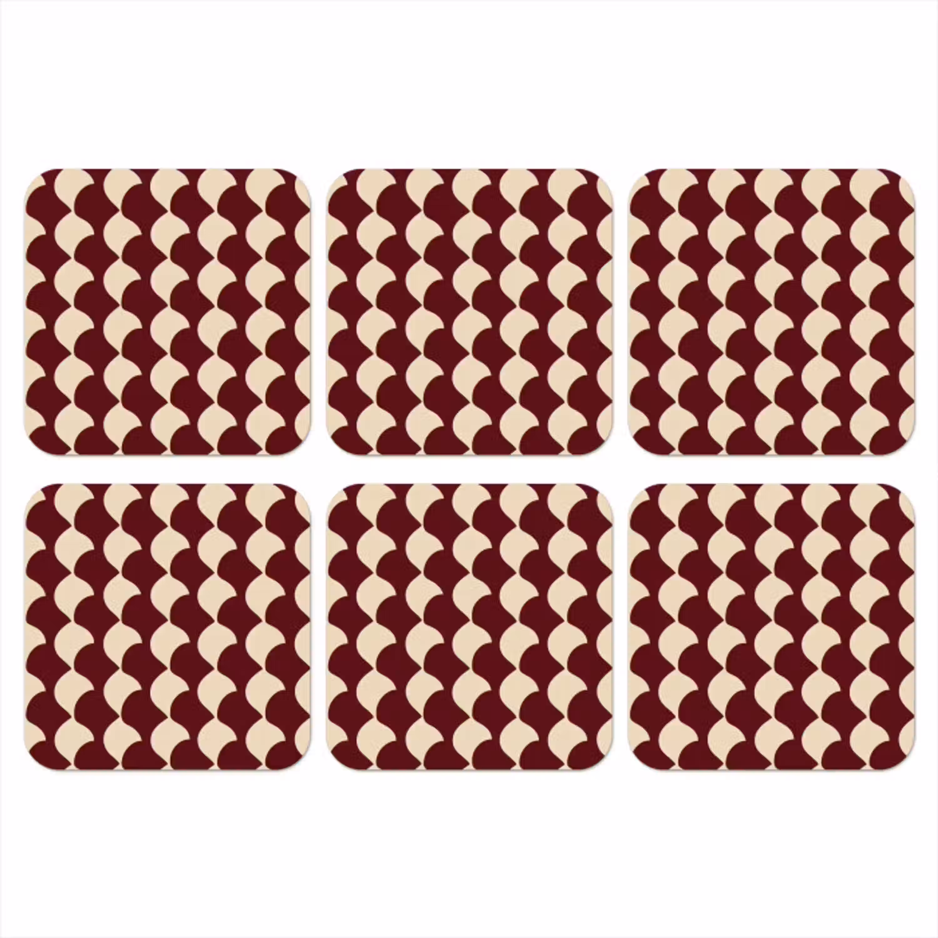 Rood - Tegelpatroon - Crème onderzetter kurk middel 366 -3d