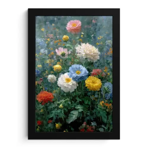 Close-up - Veld - Bloemen - Kleurrijk fotolijst zwart zonder passe partout klein -3d