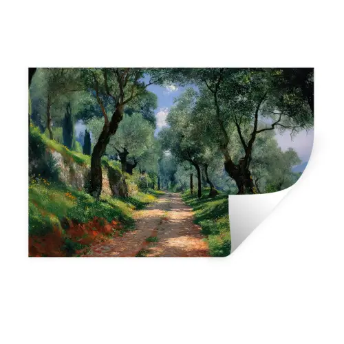 Pad - Bomen - Schaduw - Muursticker klein -3d