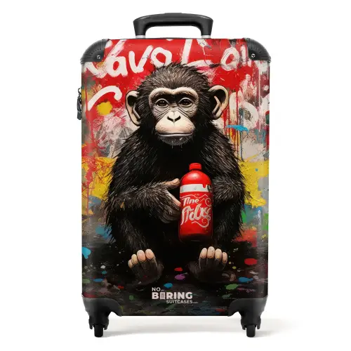Chimpansee voor graffiti muur NBS - Handbagage koffer - Unisex middel -productfoto_recht