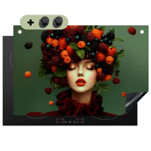 Vrouw - Aardbeien - Frambozen - Bramen - Bessen Inductie beschemer met haakjes klein -3d