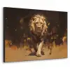 Leeuw - Geschilderd - Abstract - Goud Textielframe zwart klein -3d