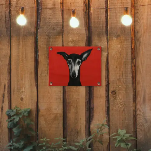 Windhond - Minimalistisch - Rood tuinposter los doek klein -sfeer1