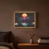 Palmbomen - Neonbergen - Sterrenhemel - Zon Light Box met batterij (Wandlamp) middel -sfeer4