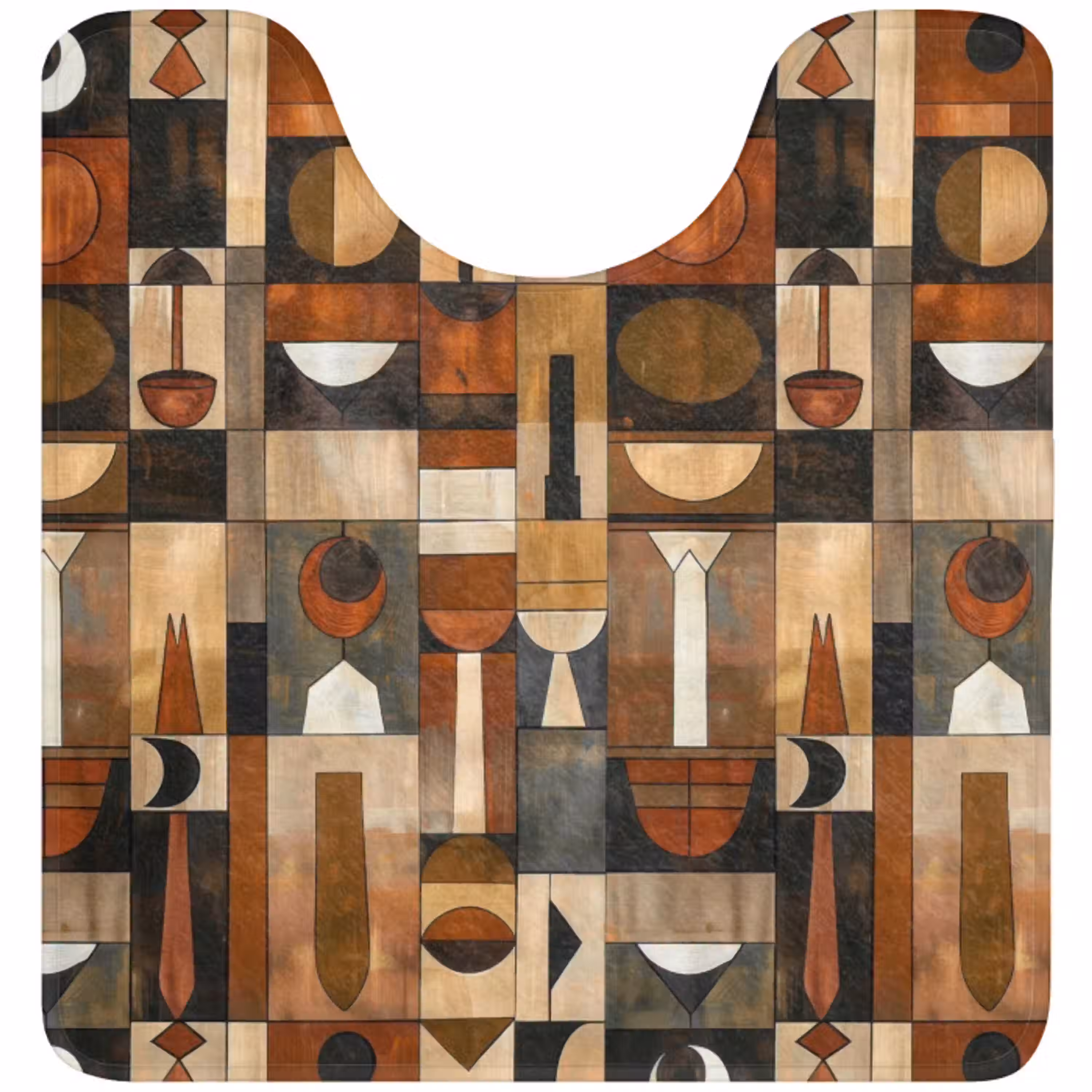 Terracotta - Geometrisch - Mid-Century - Patroon WCmat U-uitsnede middel 1014 -3d
