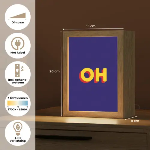 Blauw - Geel - OH - Schaduw Light Box met kabel (Tafellamp) klein -USP_NL