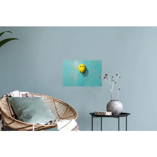 Ballon - Geel - Smiley Muursticker klein -plant