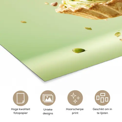 Pistache - Taart - Noten - Eten poster papier klein -closeup_NL