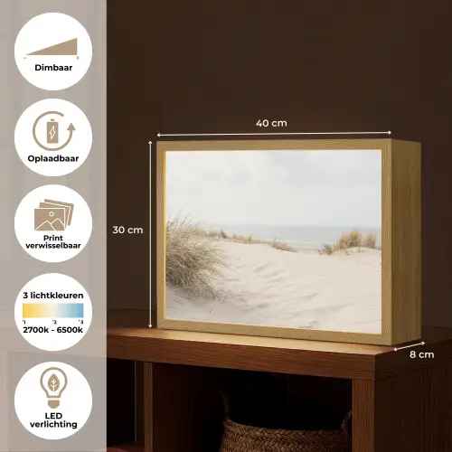 Wolken - Duinlandschap - Zand Light Box met batterij (Wandlamp) middel -USP_websiteoverzichtNL