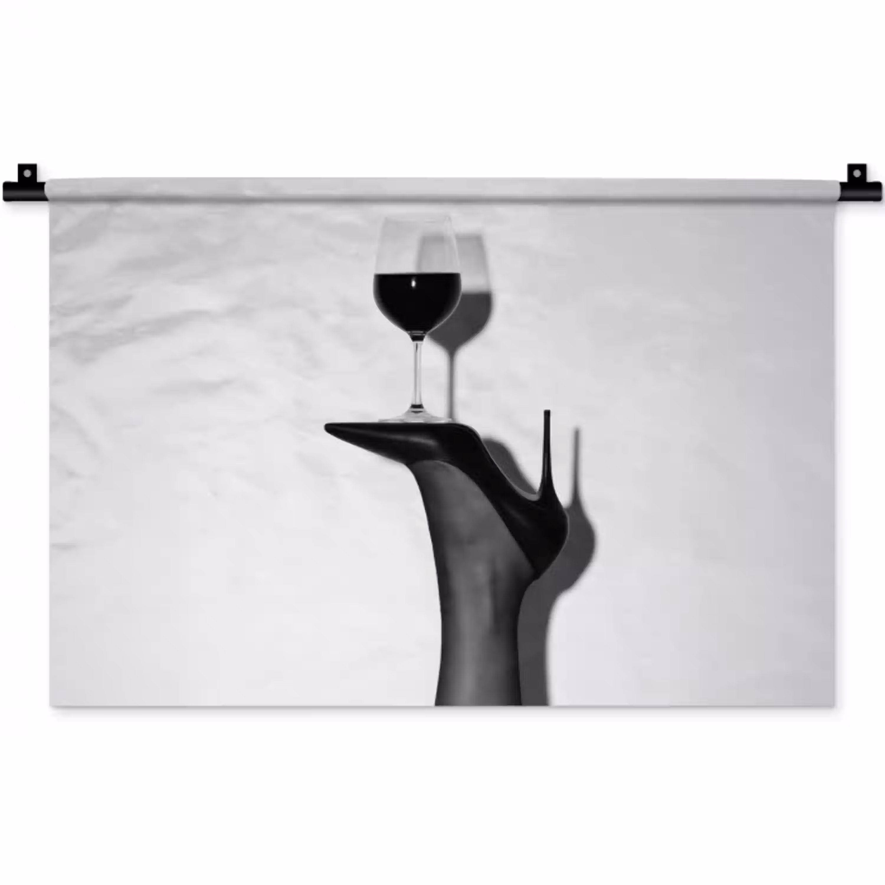Hak - Wijn - Minimalistisch - Zwart Wandkleed katoen klein -zz3d
