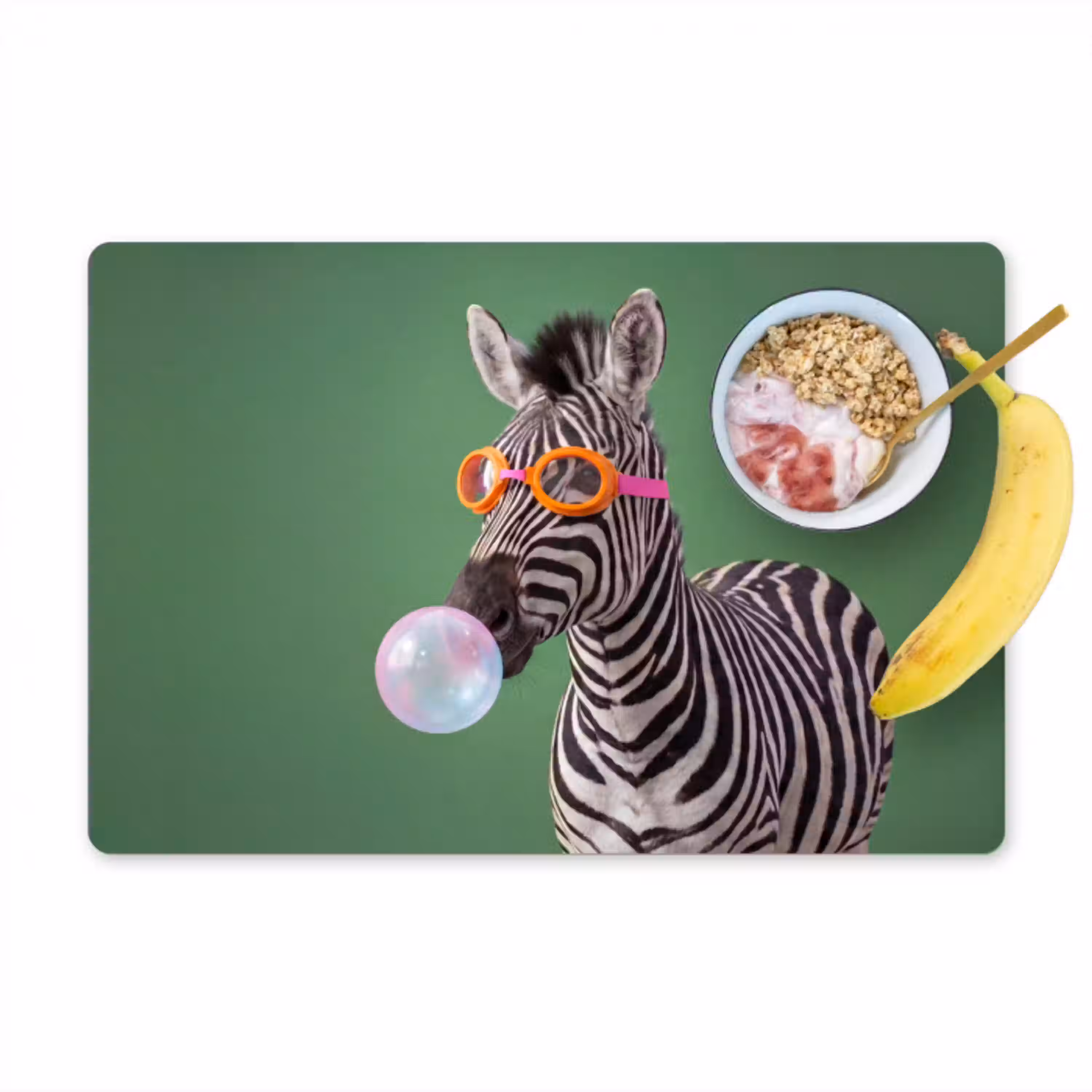 Dier - Bril - Bel - Modern - Groen Placemat vinyl groot -zzzproduct_Kitchenyeah-website