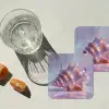 Schelp - Glanzend - Regenboogtinten onderzetter kurk middel -sfeer4