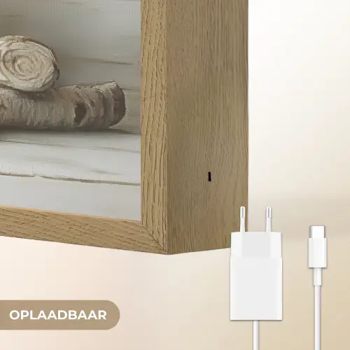 Stilleven - Wit - Kaarsen - Rustiek - Natuur Light Box met batterij (Wandlamp) middel -USP_websiteoplaadbaarNL