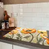 Klaprozen - Oranje - Mozaïek - Bladeren Inductie beschermer vinyl 3mm klein -sfeer3