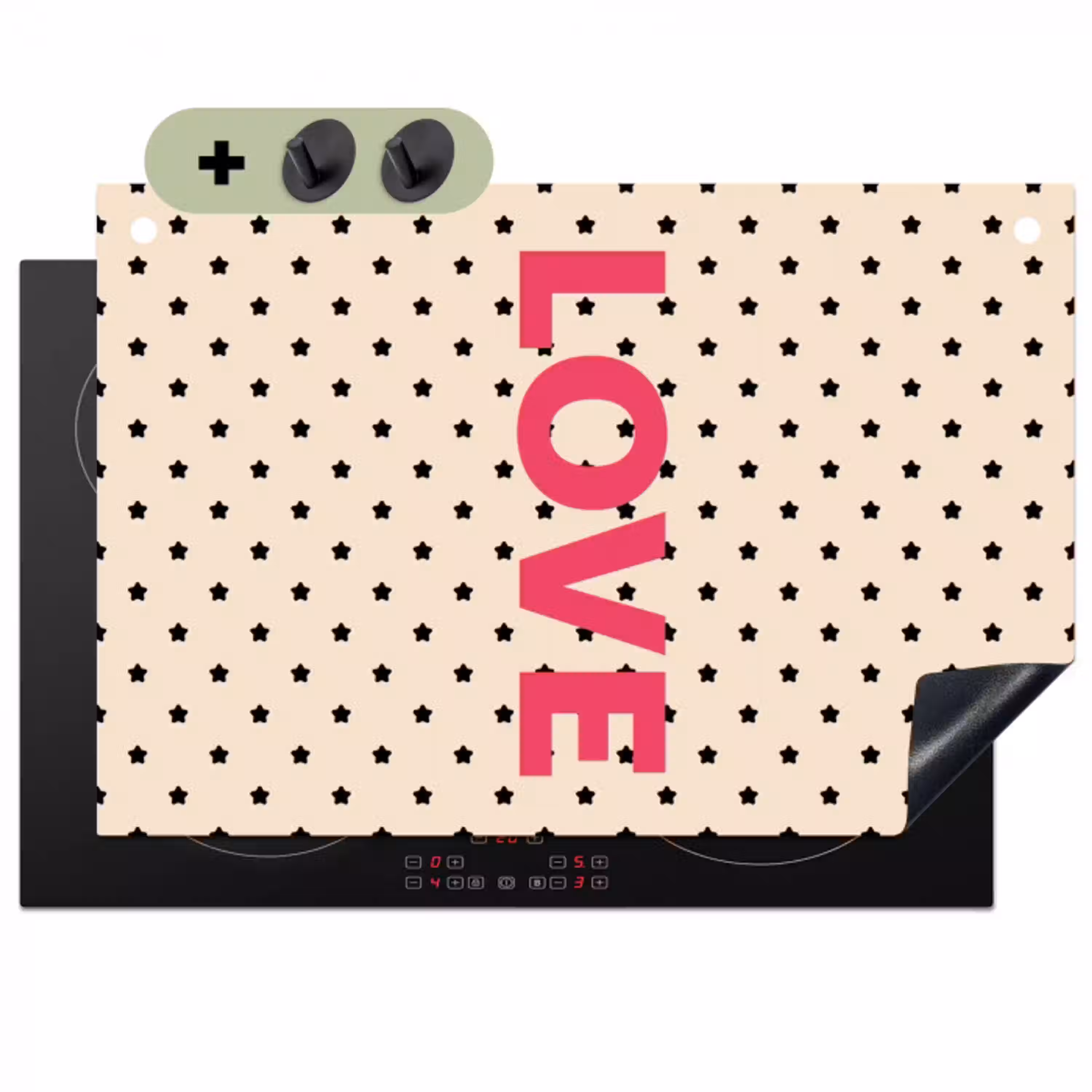 Love - Stippen - Roze Inductie beschemer met haakjes klein -3d