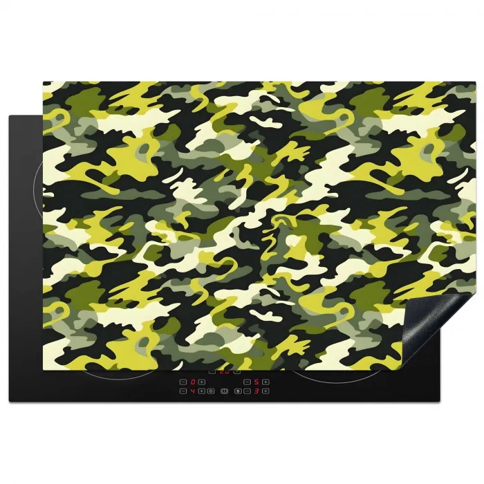 Groen - Geel - Camouflage - Patroon Inductie beschermer vinyl 3mm klein 276 -3d