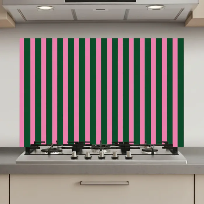 Verticale strepen - Groen - Roze keuken achterwand spatscherm klein 900 -3d_website