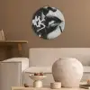 Gezicht - Mond - Graffiti - Zwart Akoestische PET Vilt - Rond klein -sfeer1