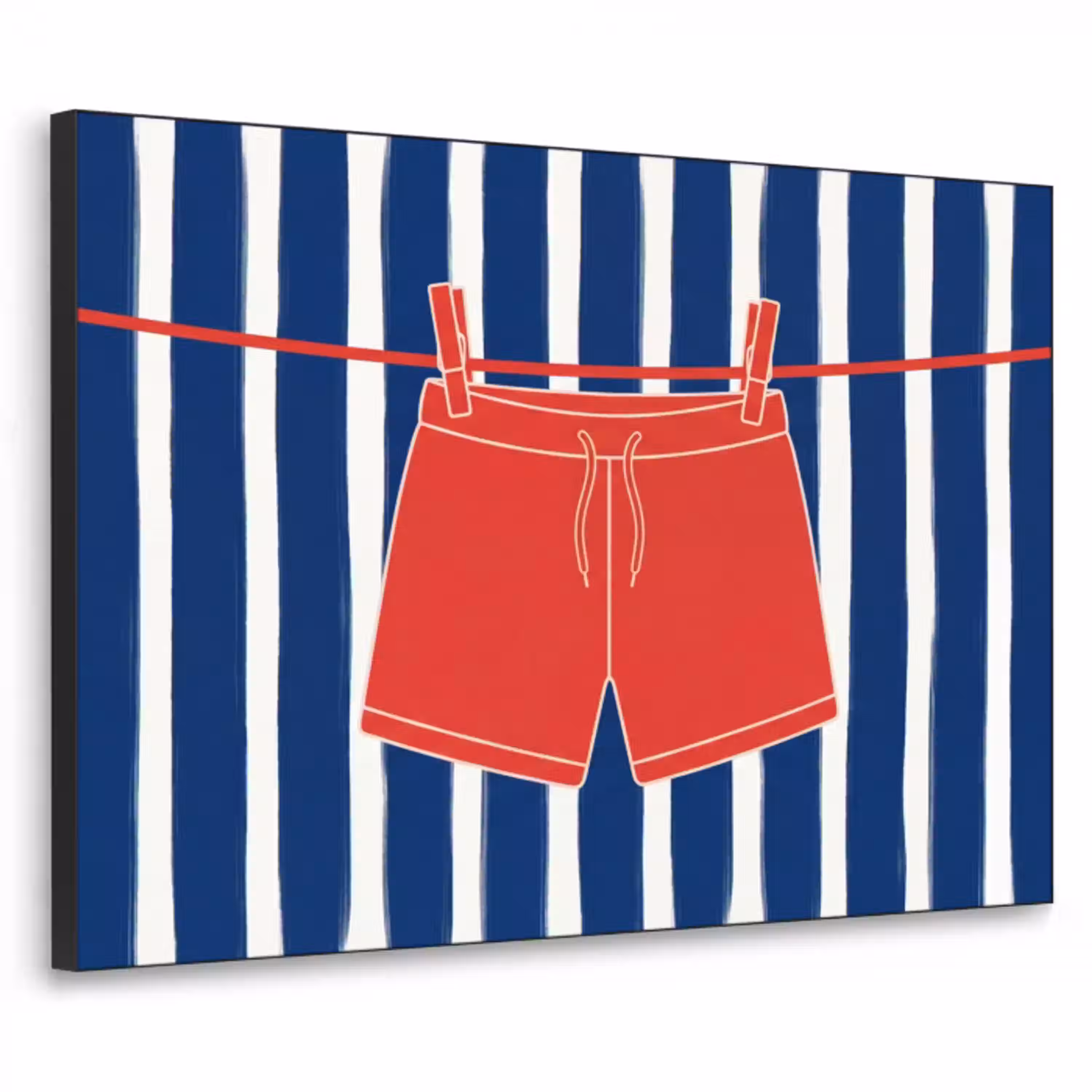 Shorts - Waslijn - Zomer - Illustratie - Rood Textielframe zwart klein -3d