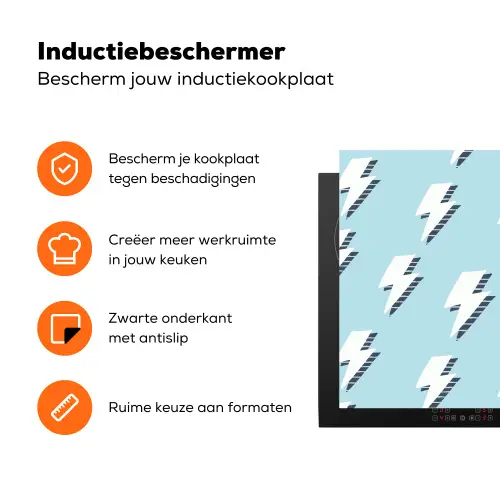 Blauw - Wit - Patroon - Bliksem Inductie beschermer vinyl 3mm klein 276 -zzzzzzz-td-ups