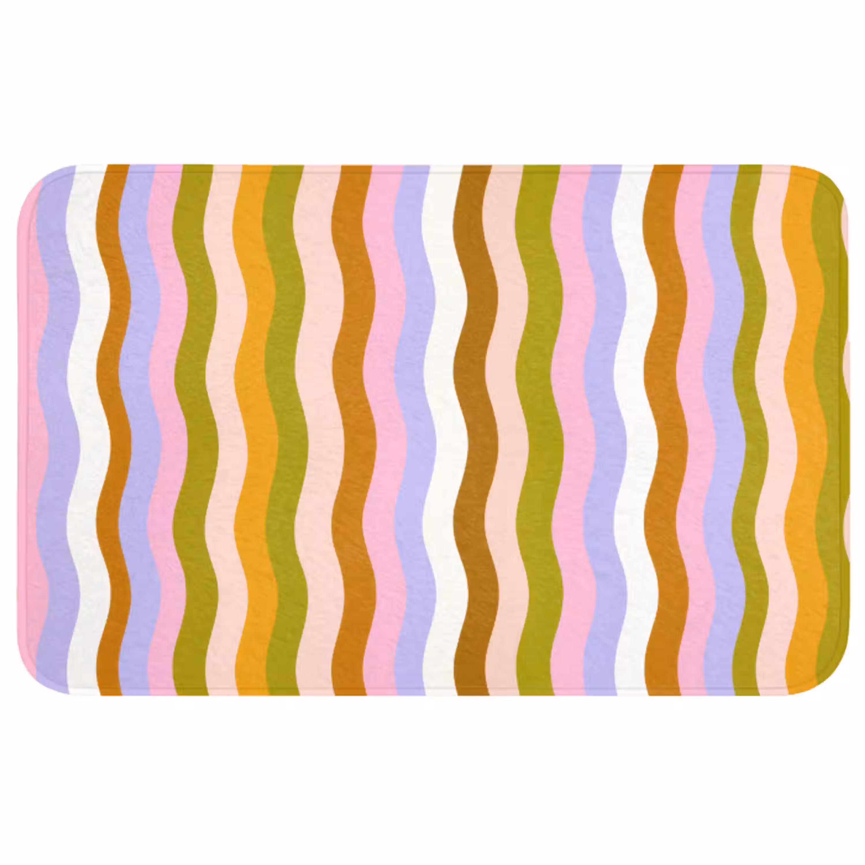 lijnen - Golven - Pastelkleuren - Patroon Badmat middel -3d