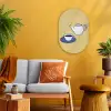 Theepot - Kopje - Beige - Illustratie Wandcirkel Ovaal Forex klein -sfeer4
