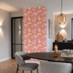 Bloemen - Patroon - Oranje Behang Vinyl klein 1060 -sfeer3