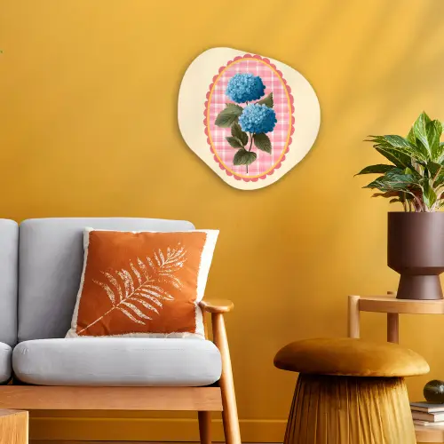 Bloemen - Blauw - Lijst - Bladeren Wandcirkel Organisch Forex 3mm klein -sfeer4