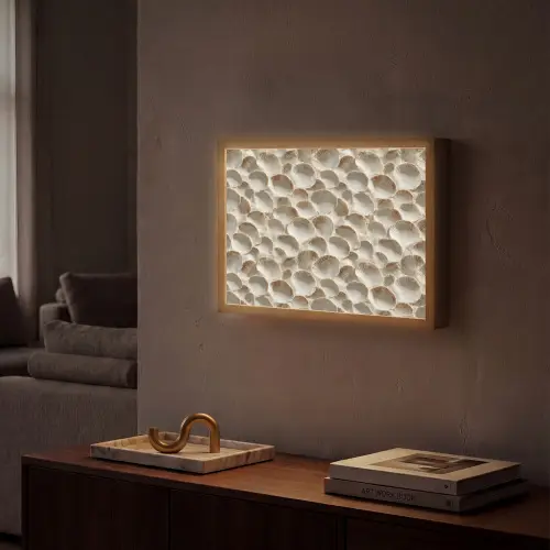 Schelpen - Waaiervorm - Wit Light Box met batterij (Wandlamp) middel 907 -sfeer1