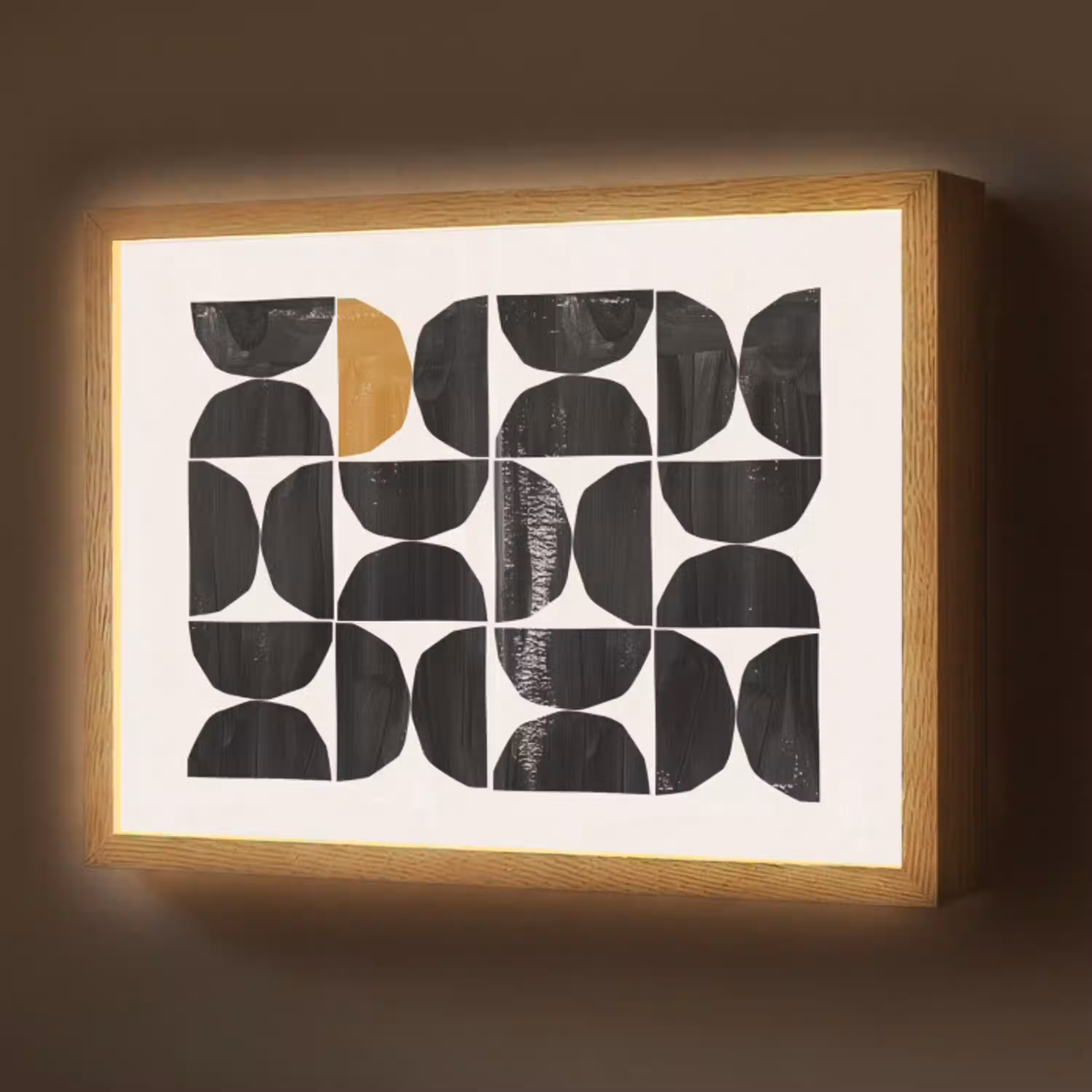Modern - Halve cirkel - Goud - Zwart Light Box met batterij (Wandlamp) middel -z3d_website