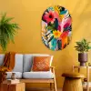 Schilderij - Abstract - Bloemen - Roze Wandcirkel Ovaal Glas middel -sfeer4