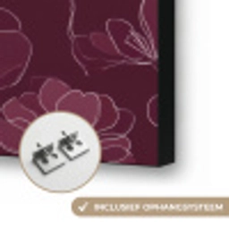 Bloemen - Patroon - Bordeauxrood Textielframe zwart klein 947 -USP_ophangsysteemNL