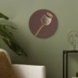 Papaverbol - Droogbloem - Bruin - Minimalistisch Akoestische PET Vilt - Rond klein -sfeer2