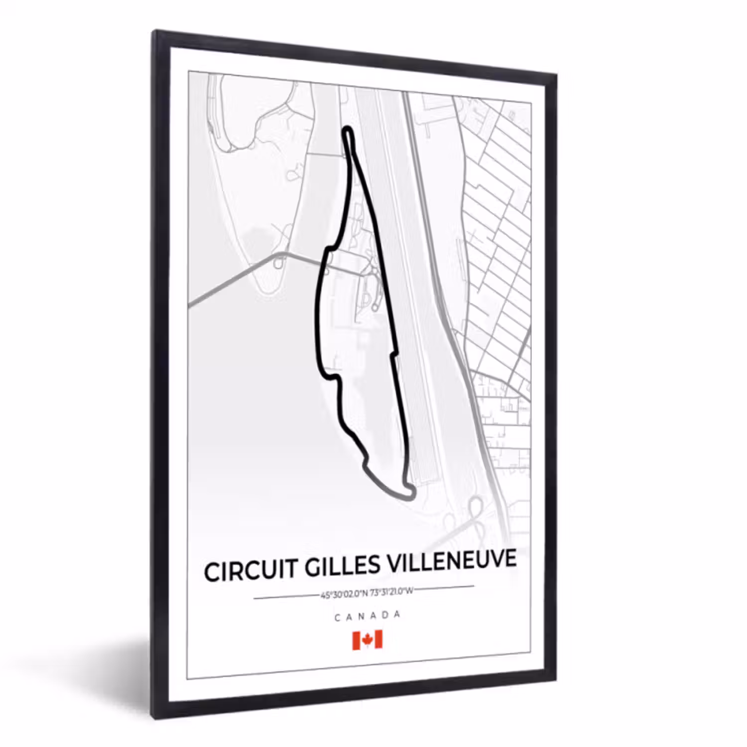 Poster met lijst - Racing - Racebaan - Circuit Gilles Villeneuve - Circuit - F1 - Canada - Wit
