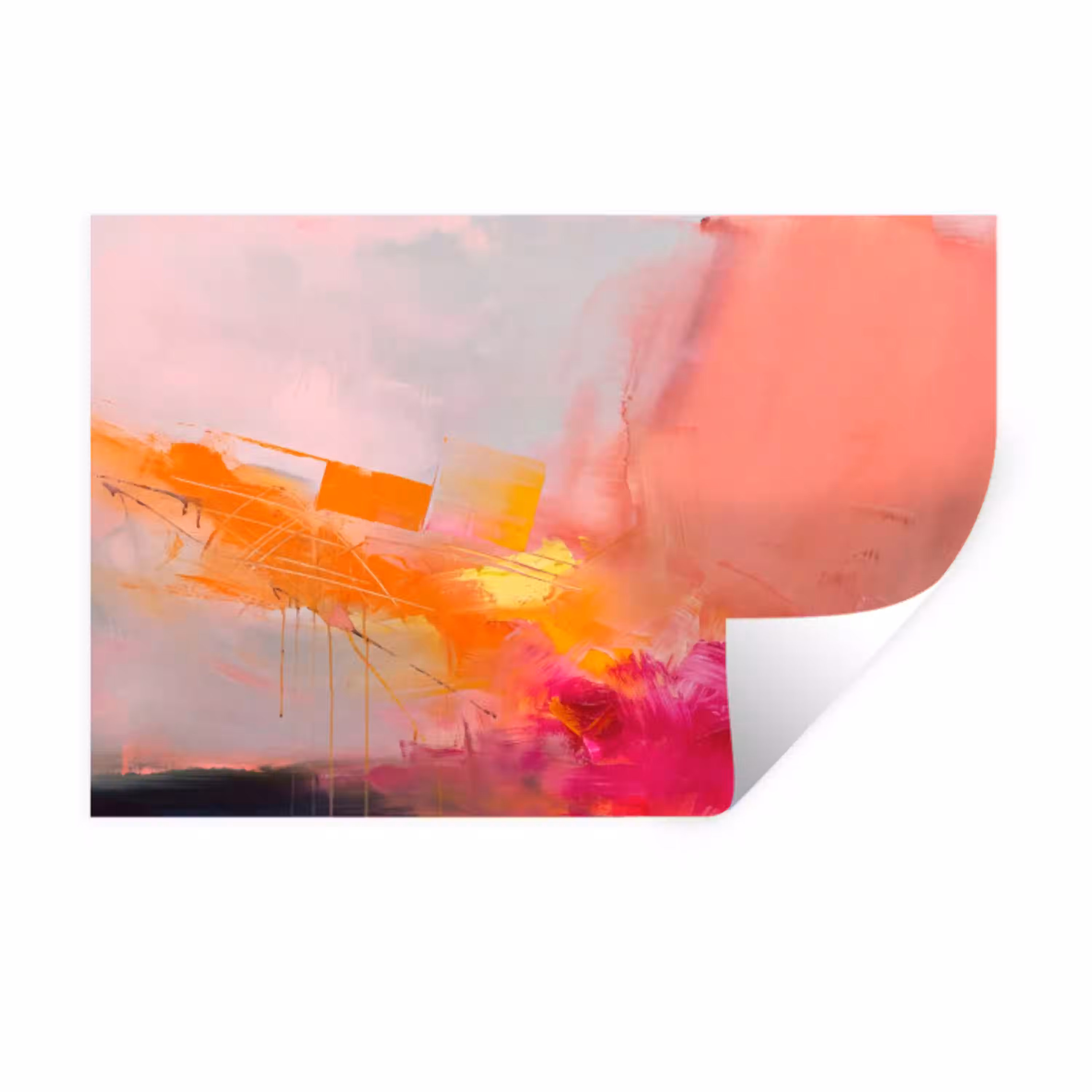 Abstract - Kleurrijk - Modern - Roze Muursticker klein -3d