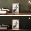 Blauw - Modern - Marmer - Abstract - Goud Light Box met kabel (Tafellamp) klein -sfeer3