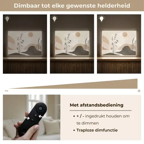 Japandi - Landschap - Beige Light Box met batterij (Wandlamp) middel -USP_dimbaarNL