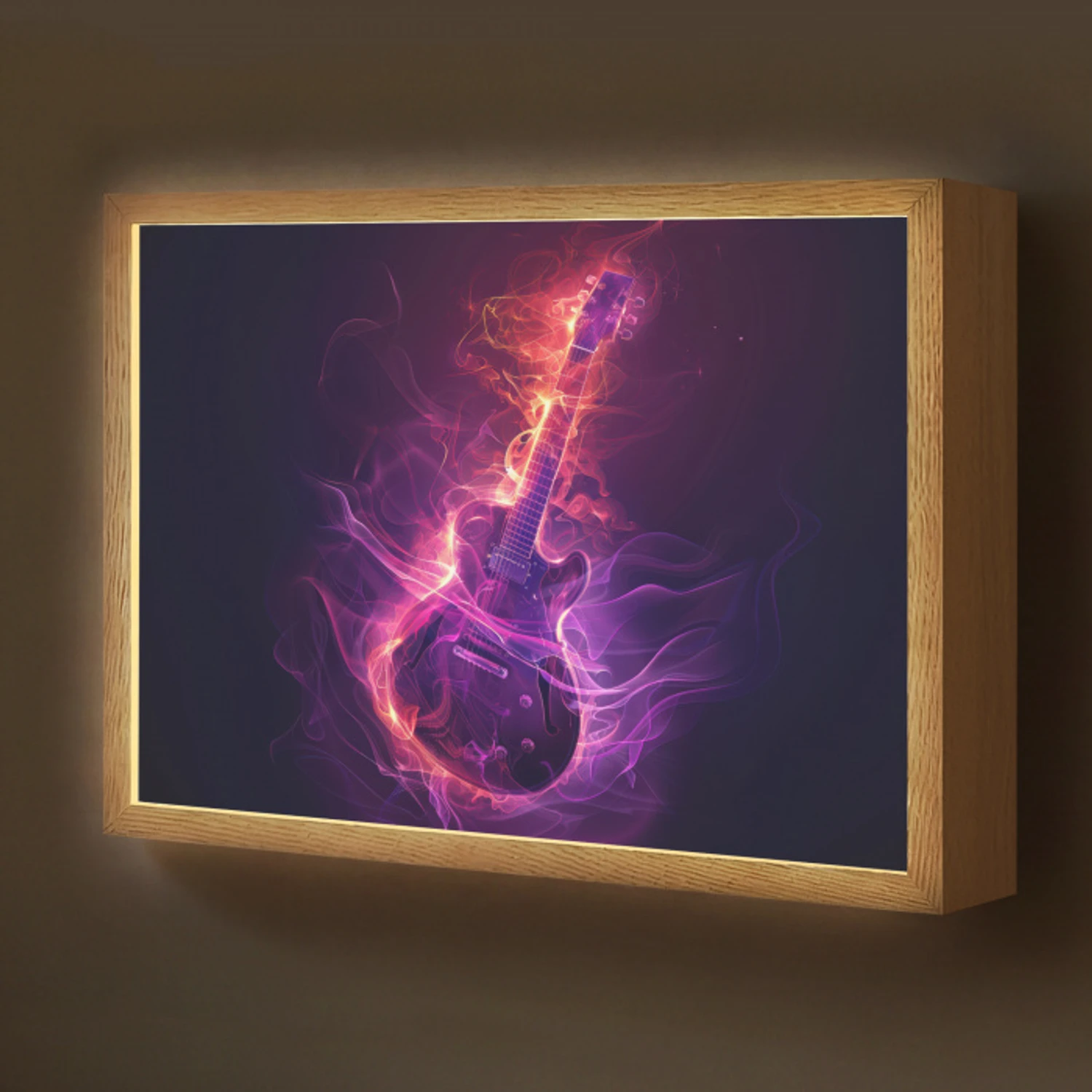 Gitaar - Muziek - Rook - Paars Light Box met batterij (Wandlamp kind) middel -z3d_website