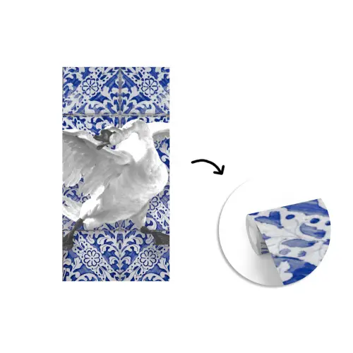Zwaan - Kunst - Delfts blauw - Schilderij - Oude meesters fotobehang vinyl groot -3d