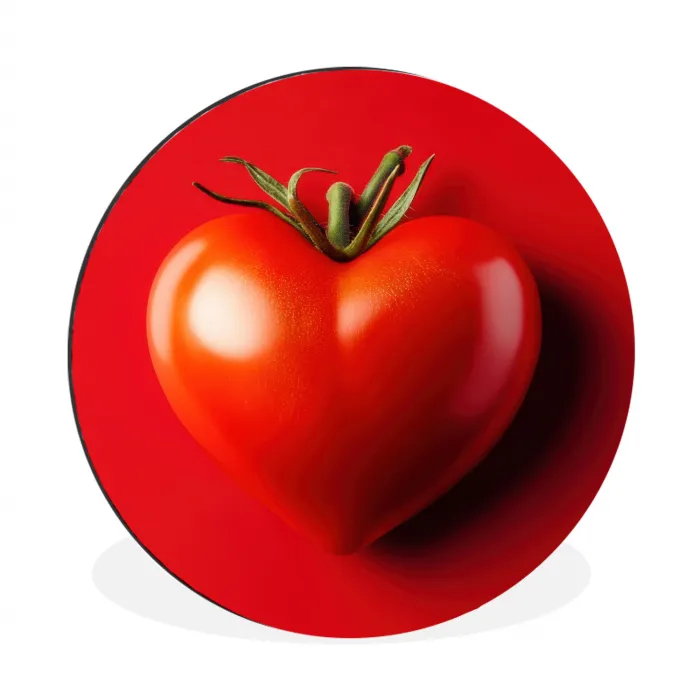 Tomaat - Rood - Hart Wandcirkel aluminium klein -3d