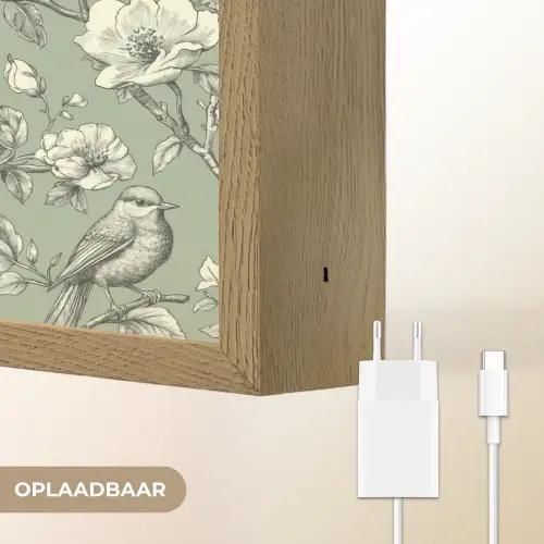 Klassiek - Botanisch - Groen Light Box met batterij (Wandlamp) middel 907 -USP_websiteoplaadbaarNL