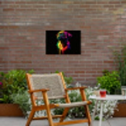Puck - Hond - Verf - Kleuren Tuinposter op houten frame 2 cm dik klein -sfeer3