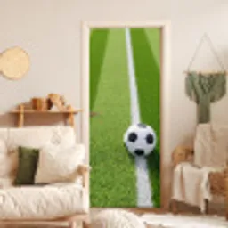 Voetbal - Grasveld - Sport - Groen deurposter klein -sfeer2