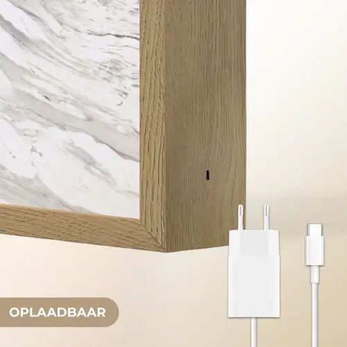Marmer - Wit - Grijsgroen Light Box met batterij (Wandlamp) middel 907 -USP_websiteoplaadbaarNL